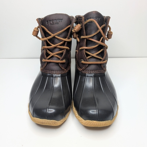 Sperry Saltwater Duck Boot Brown Leather Rubber Women's Size 7.5 - Picture 4 of 10